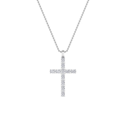2CTW Oval Lab-Grown Diamond Prong Cross Pendant 11 Stones 2ct Center