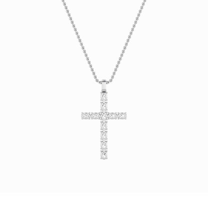 2CTW Oval Lab-Grown Diamond Prong Cross Pendant 11 Stones 2ct Center