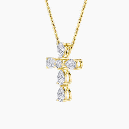 2.5CTW Pear Lab-Grown Diamond Prong Cross Pendant 6 Stones