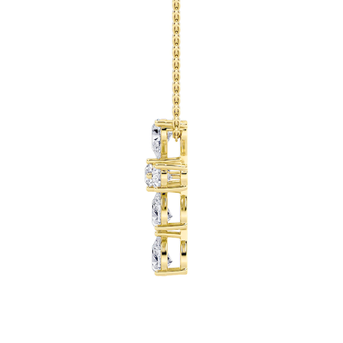 2.5CTW Pear Lab-Grown Diamond Prong Cross Pendant 6 Stones