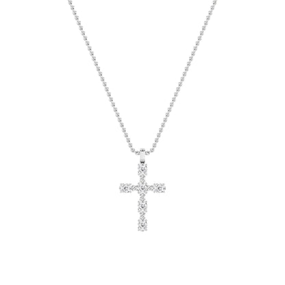 2CTW Oval Lab-Grown Diamond Prong Cross Pendant 11 Stones 1.8ct Center