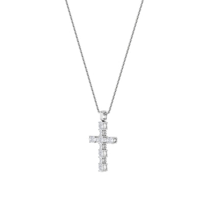 2CTW Oval Lab-Grown Diamond Prong Cross Pendant 11 Stones 1.8ct Center