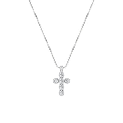3CTW Oval Lab-Grown Diamond Prong Cross Pendant 93 Stones