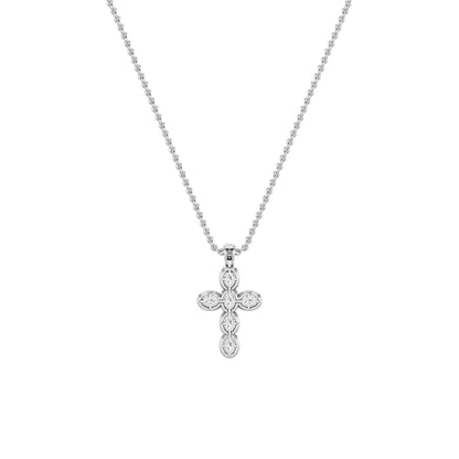 3CTW Oval Lab-Grown Diamond Prong Cross Pendant 93 Stones