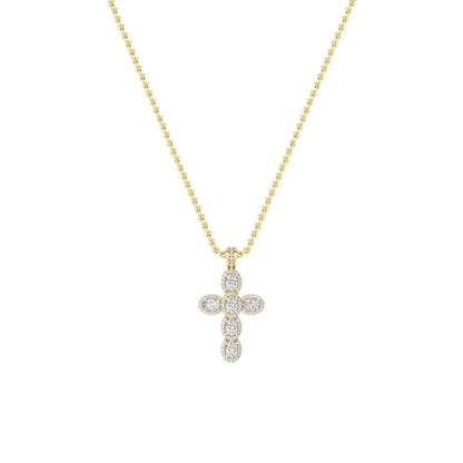3CTW Oval Lab-Grown Diamond Prong Cross Pendant 93 Stones