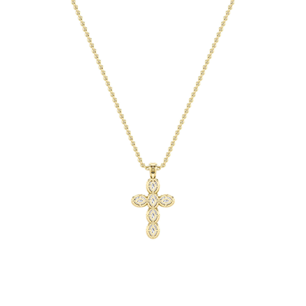 3CTW Oval Lab-Grown Diamond Prong Cross Pendant 93 Stones
