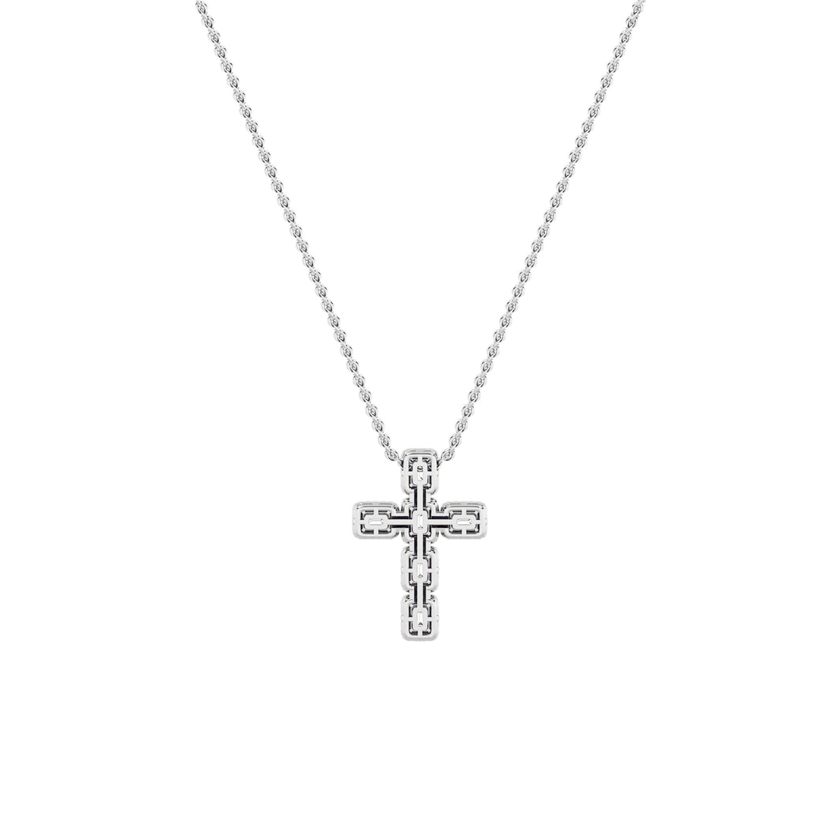 3CTW Emerald Lab-Grown Diamond Prong Cross Pendant 114 Stones