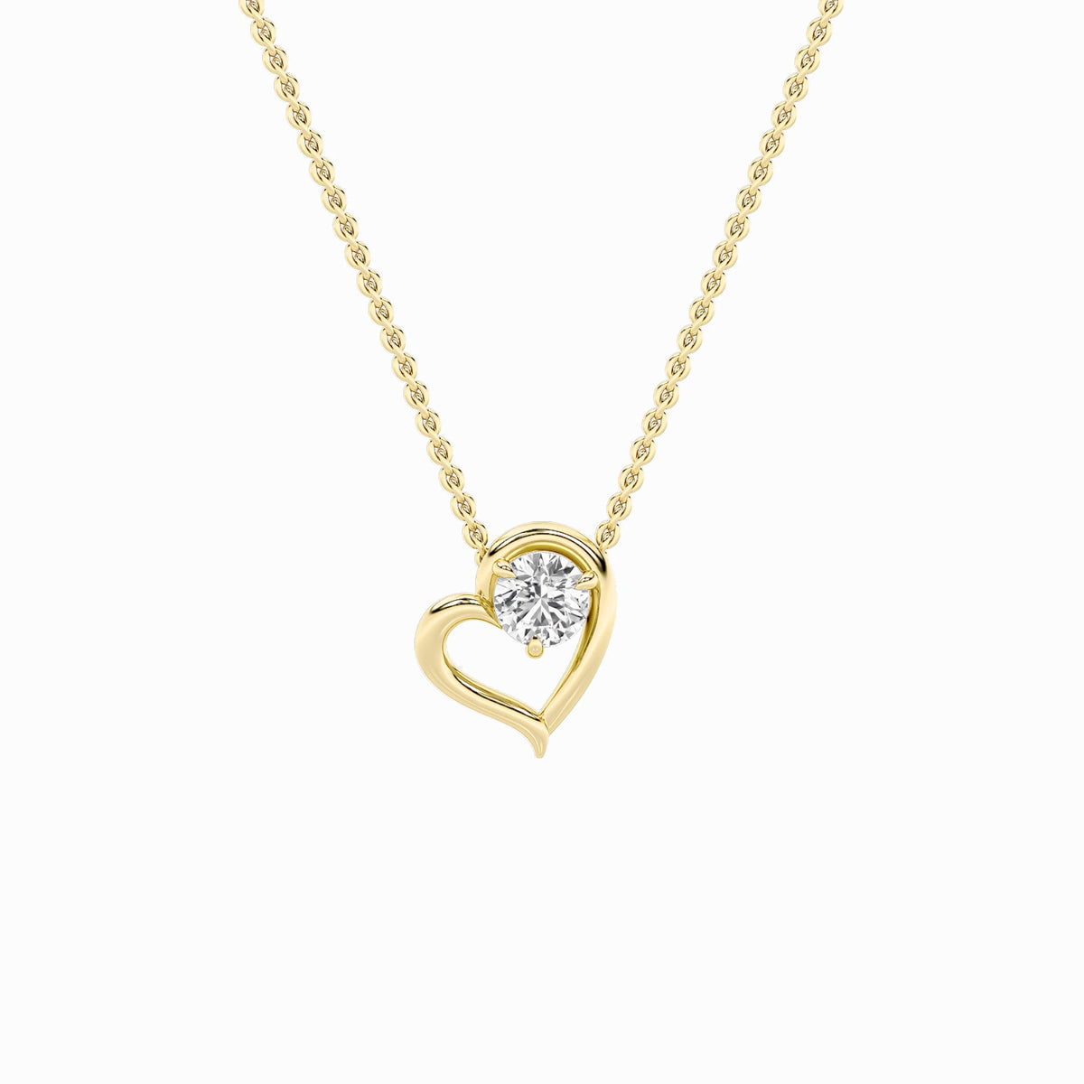 0.5CTW Round Lab-Grown Diamond Prong Heart Pendant 1 Stone