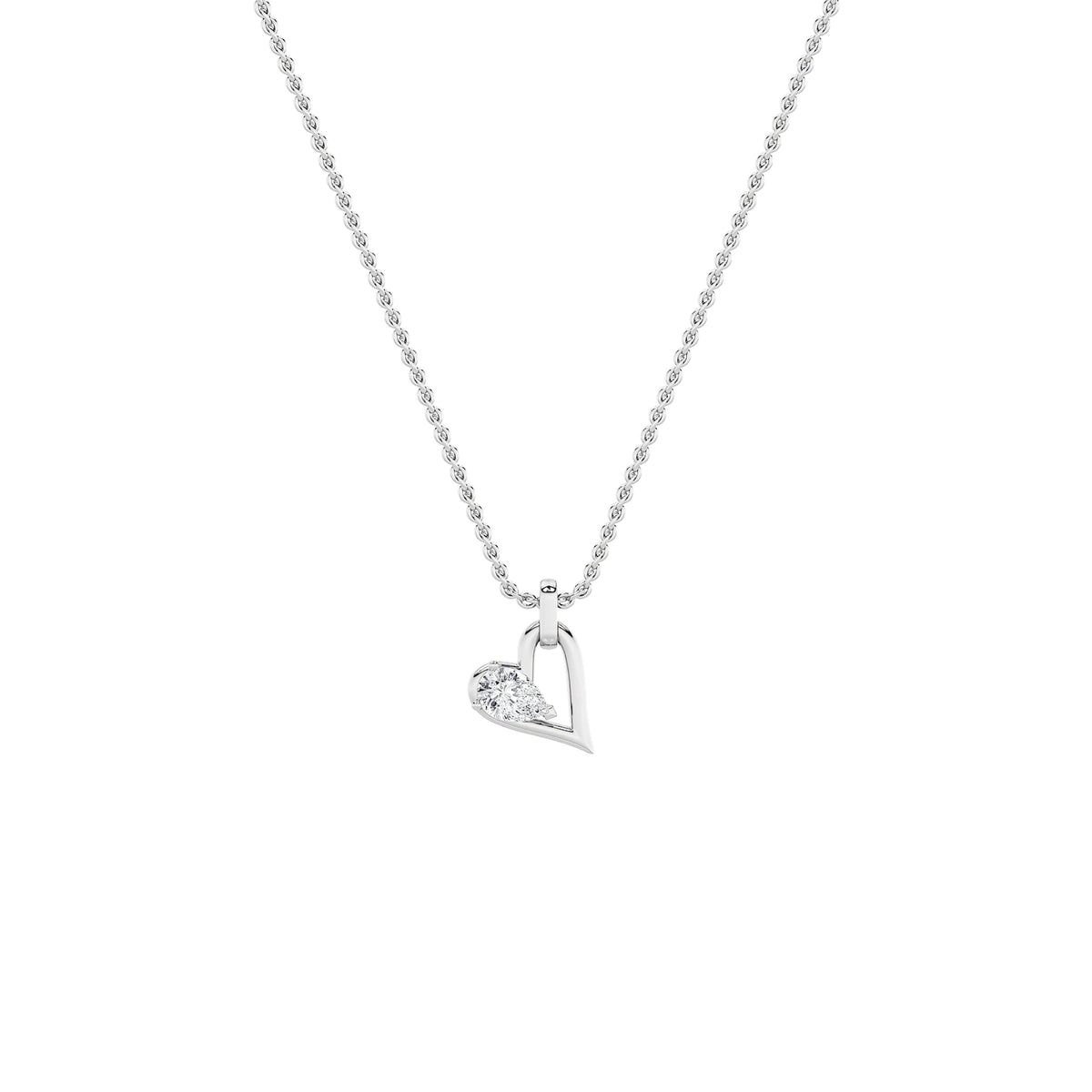1CTW Pear Lab-Grown Diamond Prong Heart Dangle Pendant 1 Stone