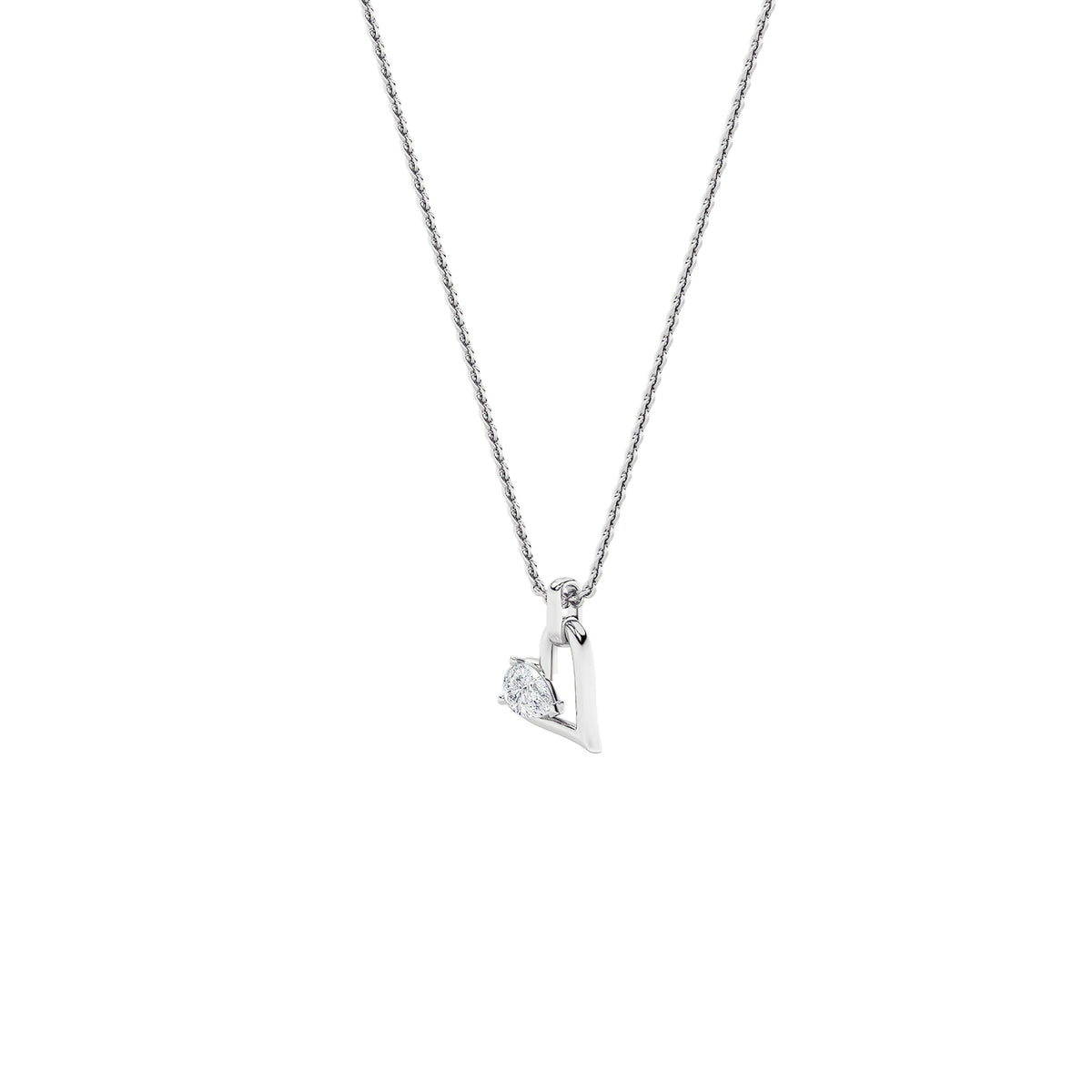 1CTW Pear Lab-Grown Diamond Prong Heart Dangle Pendant 1 Stone