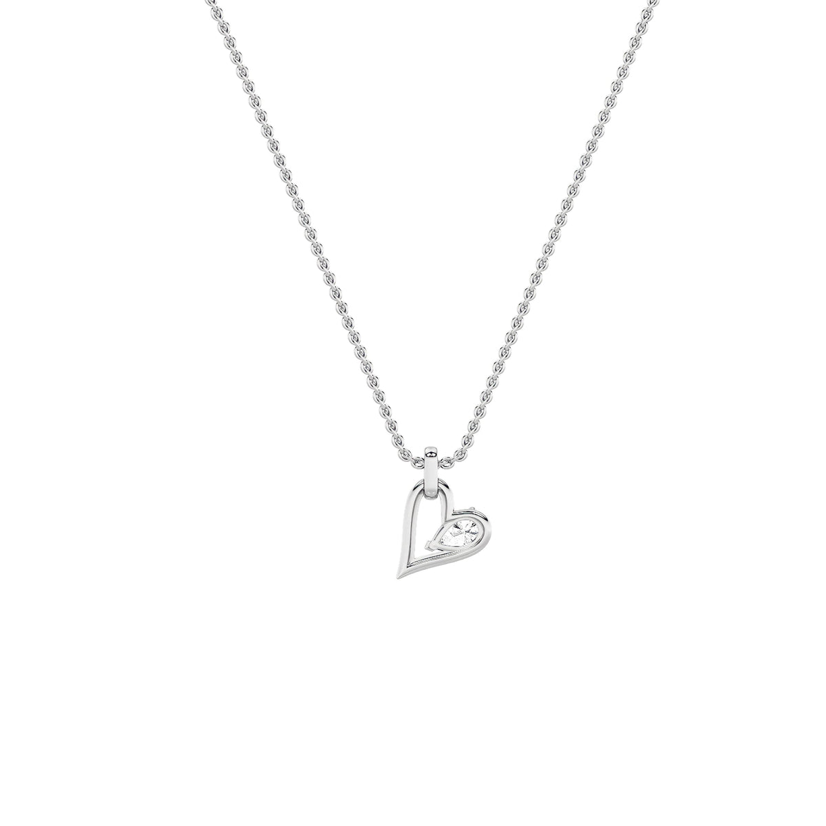 1CTW Pear Lab-Grown Diamond Prong Heart Dangle Pendant 1 Stone