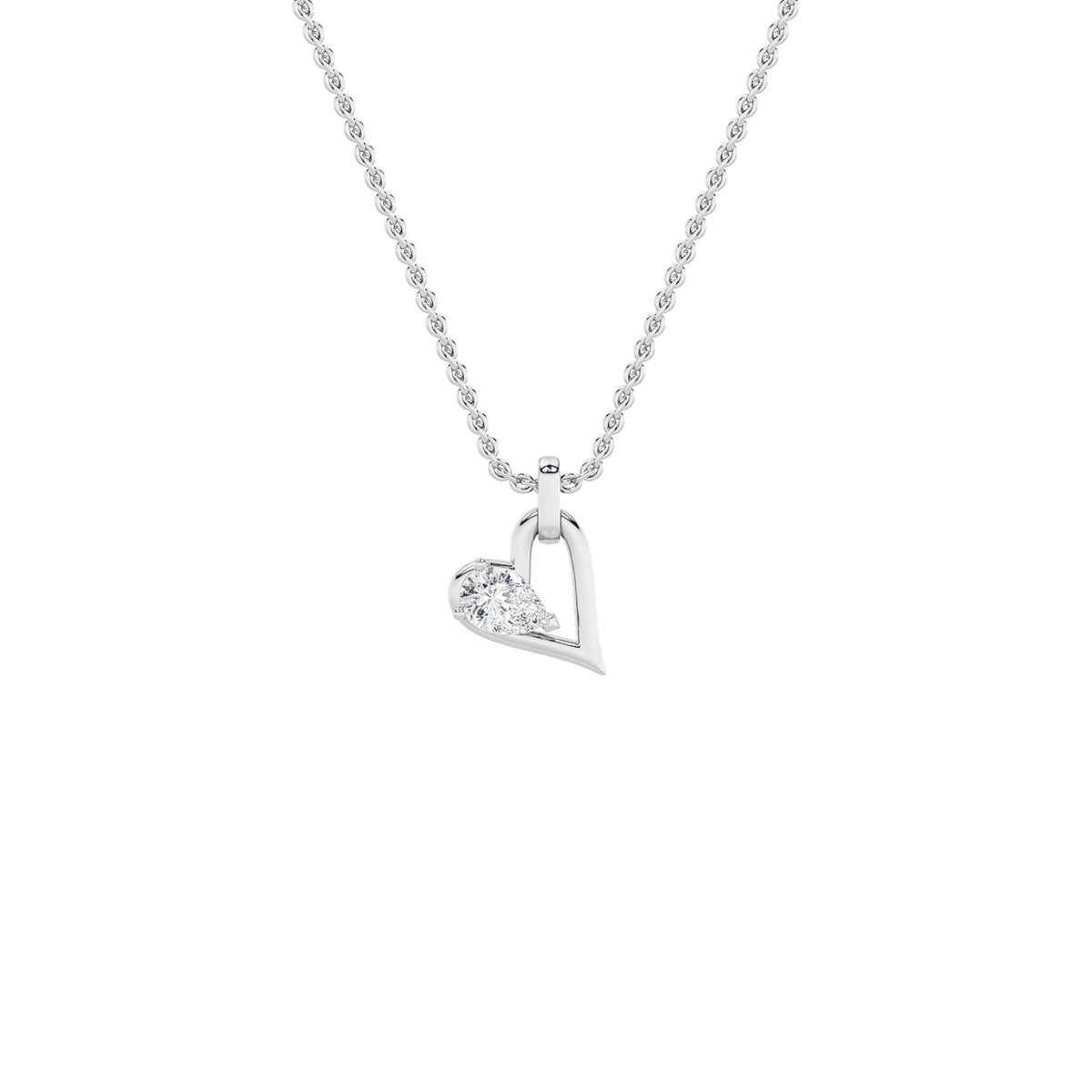 1CTW Pear Lab-Grown Diamond Prong Heart Dangle Pendant 1 Stone