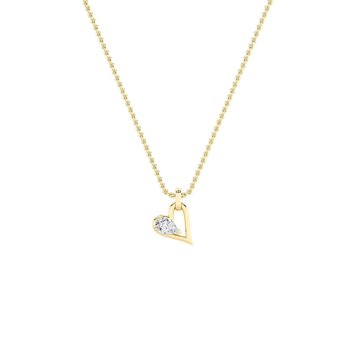 1CTW Pear Lab-Grown Diamond Prong Heart Dangle Pendant 1 Stone