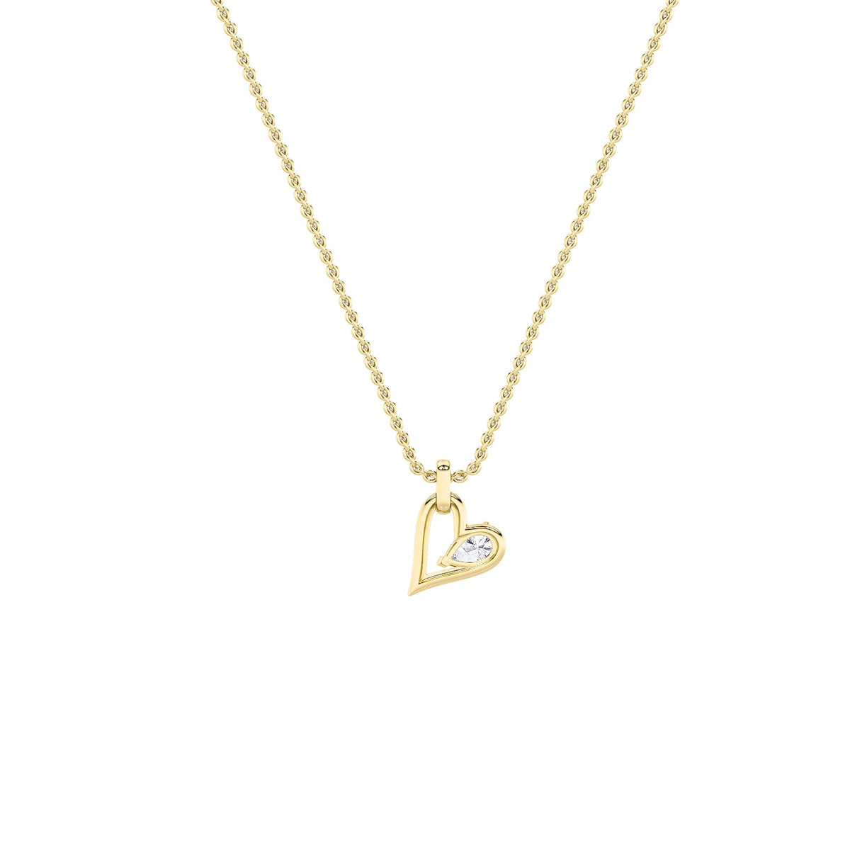 1CTW Pear Lab-Grown Diamond Prong Heart Dangle Pendant 1 Stone