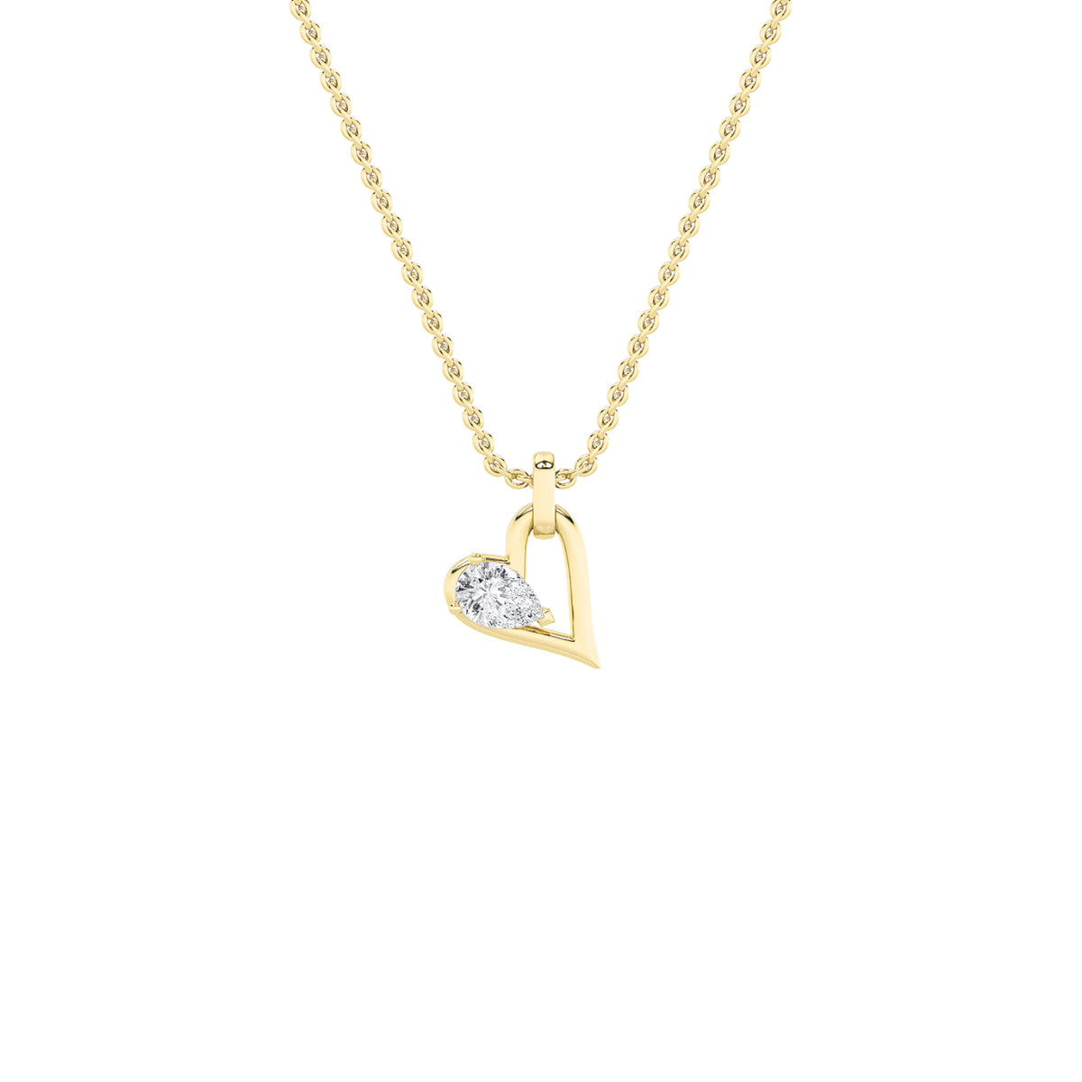 1CTW Pear Lab-Grown Diamond Prong Heart Dangle Pendant 1 Stone
