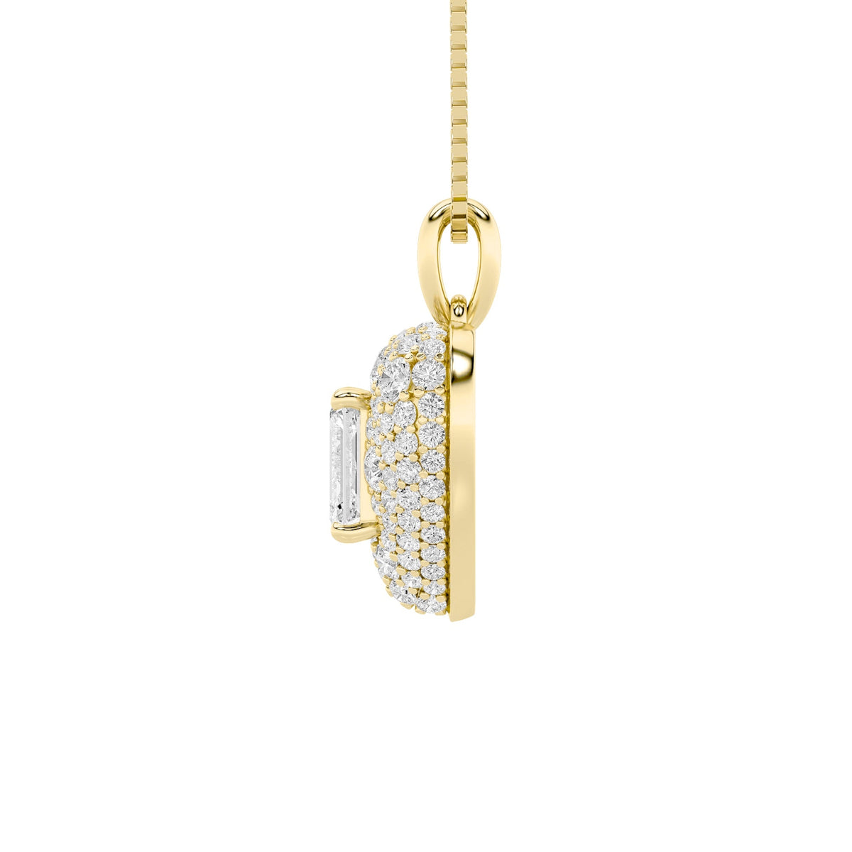 2CTW Emerald Lab-Grown Diamond Prong Pave Accented Heart Pendant 96 Stones