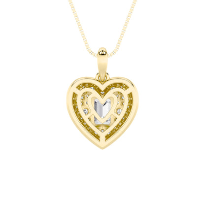 2CTW Emerald Lab-Grown Diamond Prong Pave Accented Heart Pendant 96 Stones