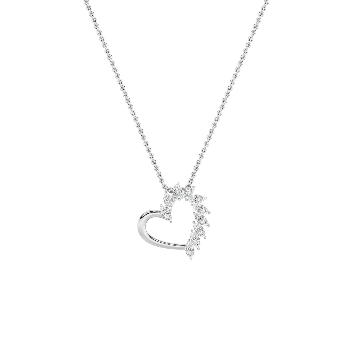 2CTW Marquise Lab-Grown Diamond Prong Heart Pendant 10 Stones