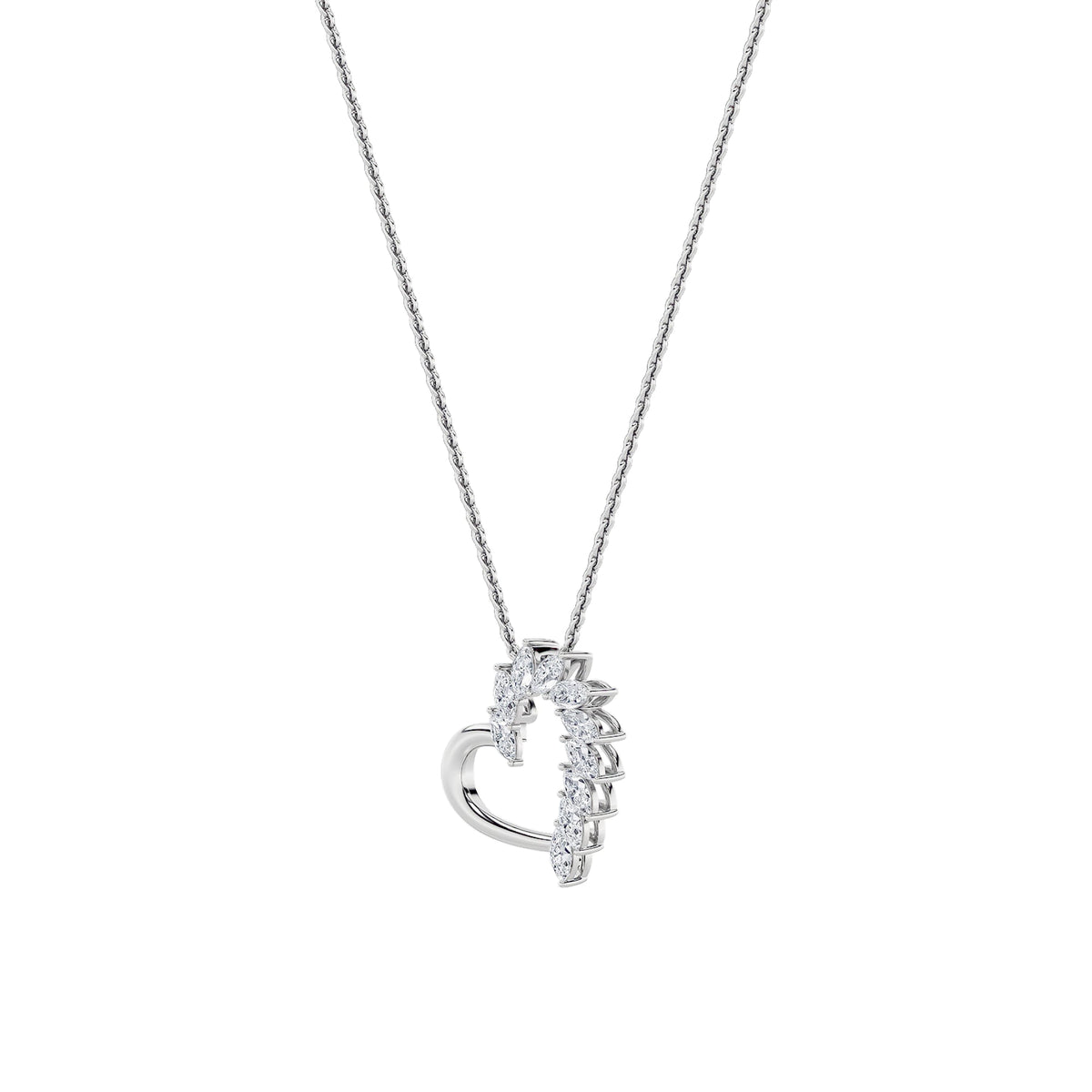 2CTW Marquise Lab-Grown Diamond Prong Heart Pendant 10 Stones