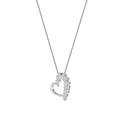 2CTW Marquise Lab-Grown Diamond Prong Heart Pendant 10 Stones