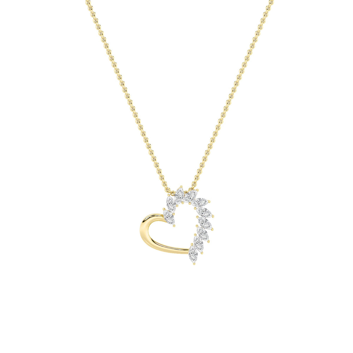 2CTW Marquise Lab-Grown Diamond Prong Heart Pendant 10 Stones