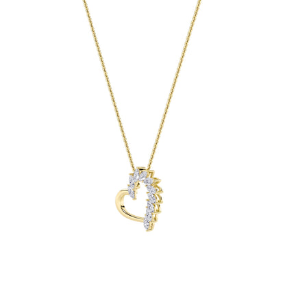 2CTW Marquise Lab-Grown Diamond Prong Heart Pendant 10 Stones