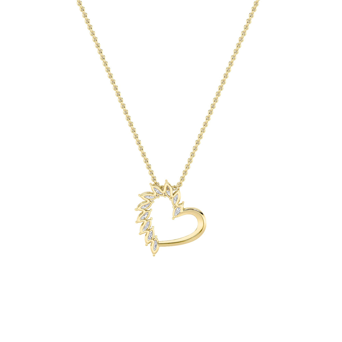 2CTW Marquise Lab-Grown Diamond Prong Heart Pendant 10 Stones