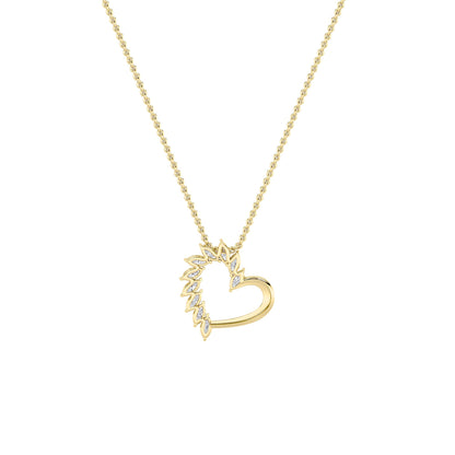 2CTW Marquise Lab-Grown Diamond Prong Heart Pendant 10 Stones