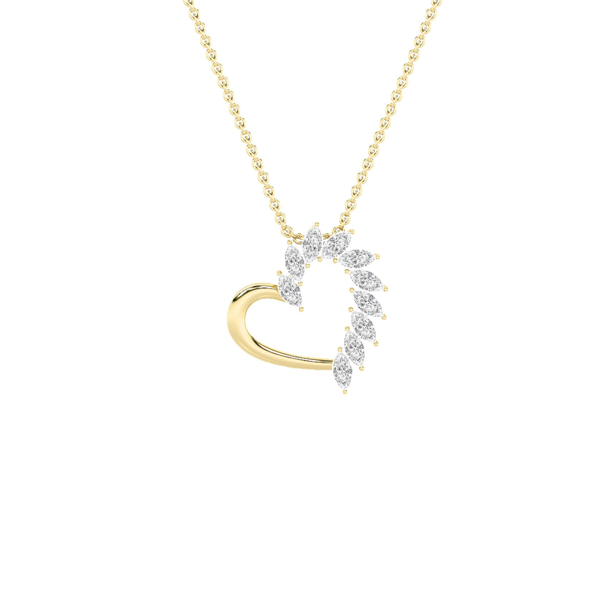 2CTW Marquise Lab-Grown Diamond Prong Heart Pendant 10 Stones