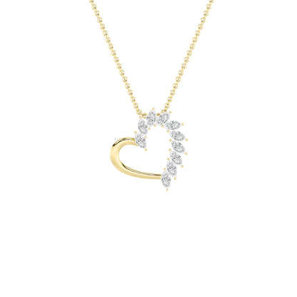 2CTW Marquise Lab-Grown Diamond Prong Heart Pendant 10 Stones