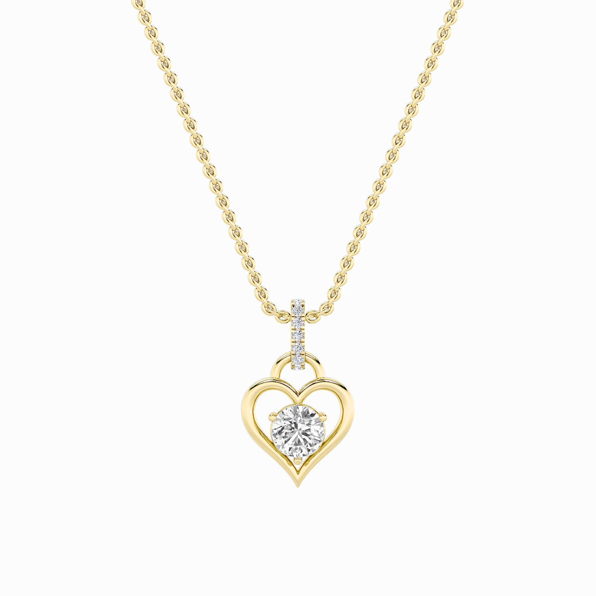 1.5CTW Round Lab-Grown Diamond Prong Heart Pendant 8 Stones