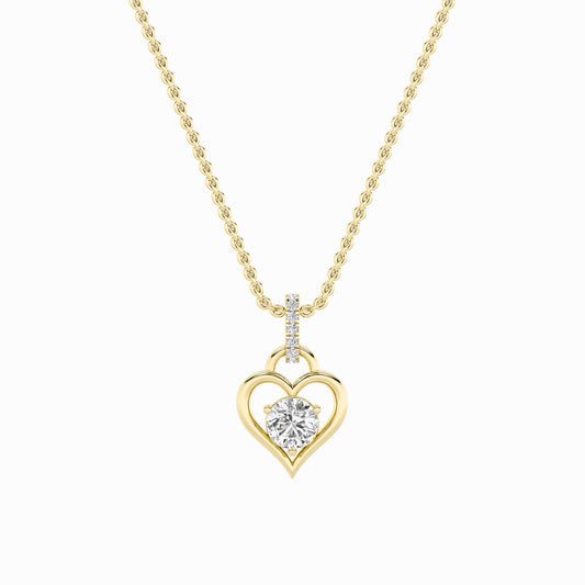 1.5CTW Round Lab-Grown Diamond Prong Heart Pendant 8 Stones