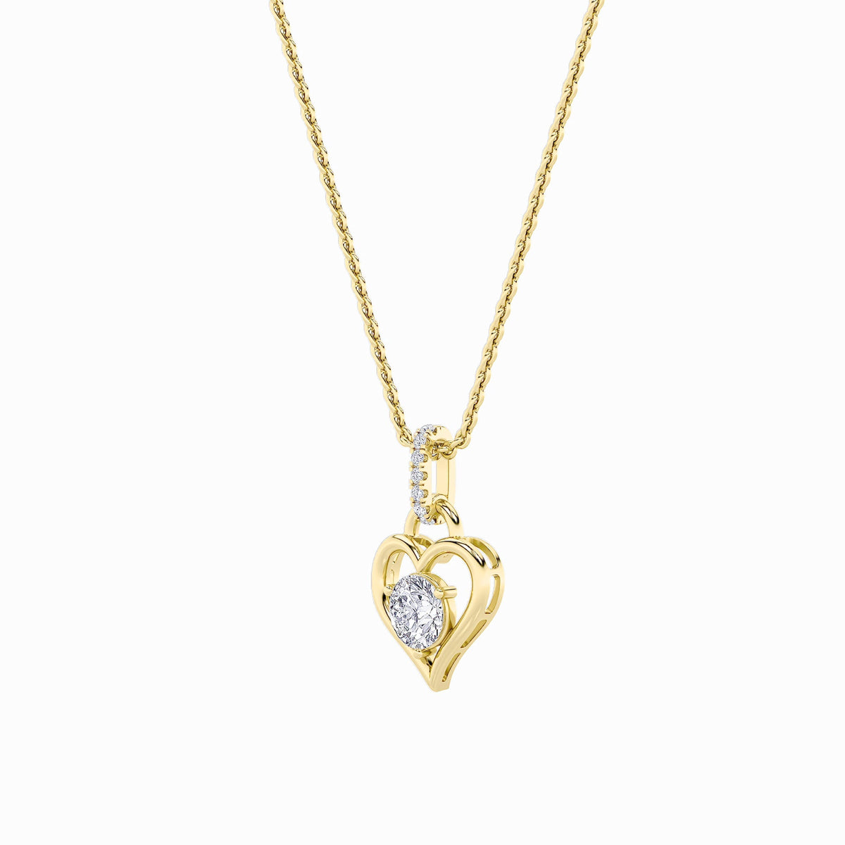 1.5CTW Round Lab-Grown Diamond Prong Heart Pendant 8 Stones