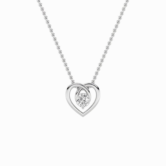 1CTW Round Lab-Grown Diamond Prong Heart Pendant 1 Stone