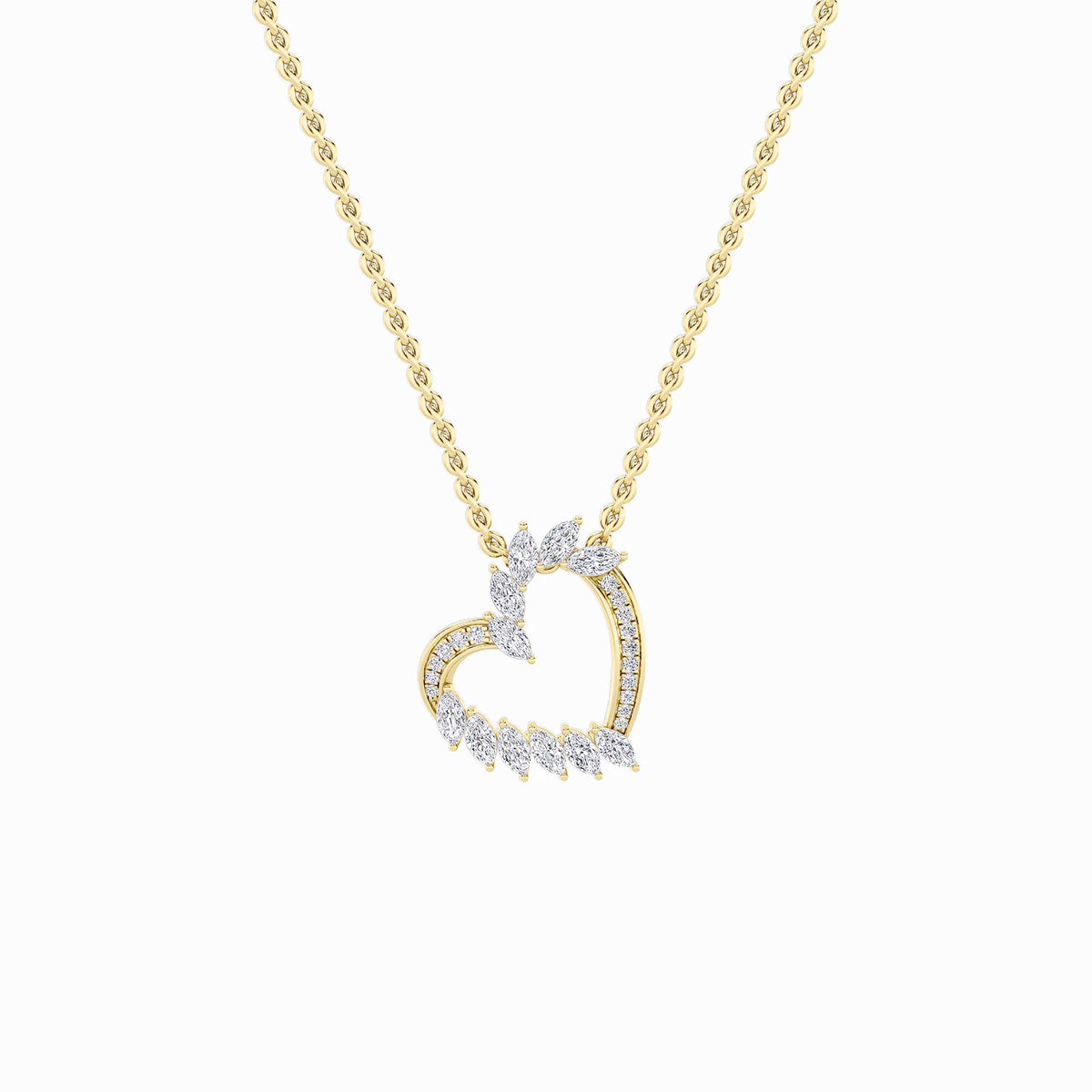 2.5CTW Marquise Lab-Grown Diamond Prong Heart Pendant 27 Stones