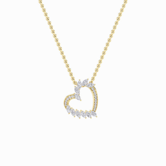 2.5CTW Marquise Lab-Grown Diamond Prong Heart Pendant 27 Stones