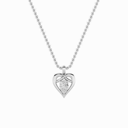 2CTW Pear Lab-Grown Diamond Prong Heart Pendant 1 Stone 19.3mm Length
