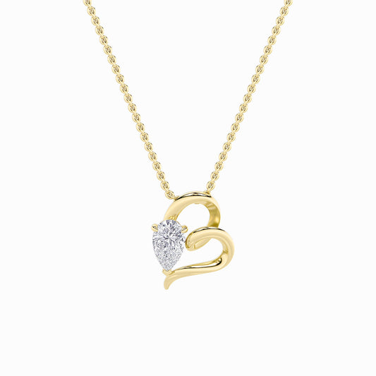 2CTW Pear Lab-Grown Diamond Prong Heart Pendant 1 Stone 22mm Length