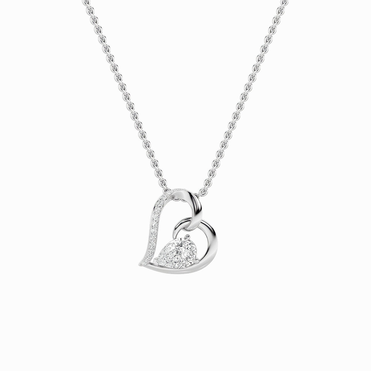 2CTW Pear Lab-Grown Diamond Prong Heart Pendant 14 Stones