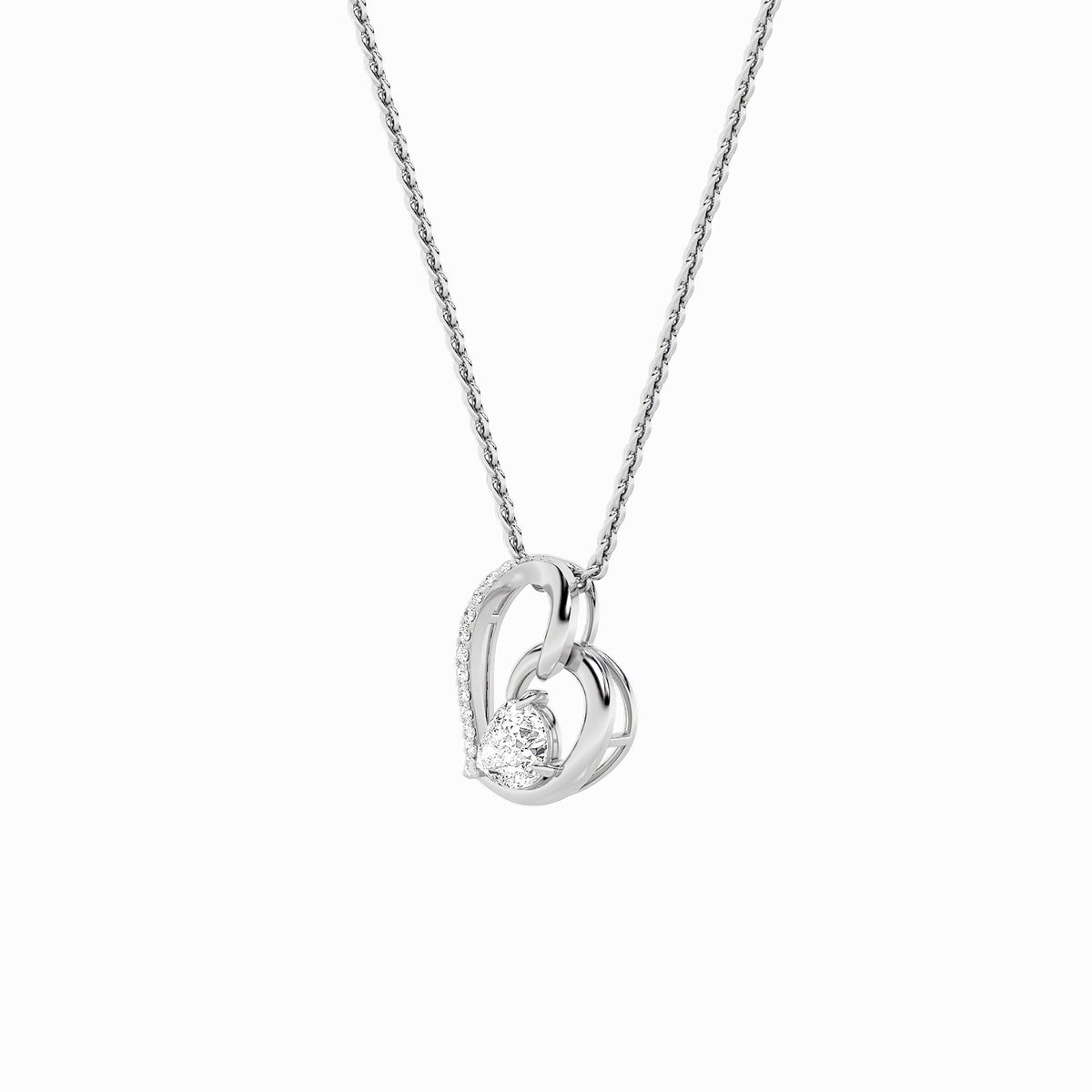 2CTW Pear Lab-Grown Diamond Prong Heart Pendant 14 Stones