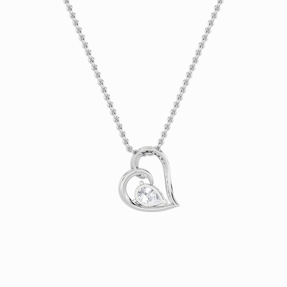 2CTW Pear Lab-Grown Diamond Prong Heart Pendant 14 Stones
