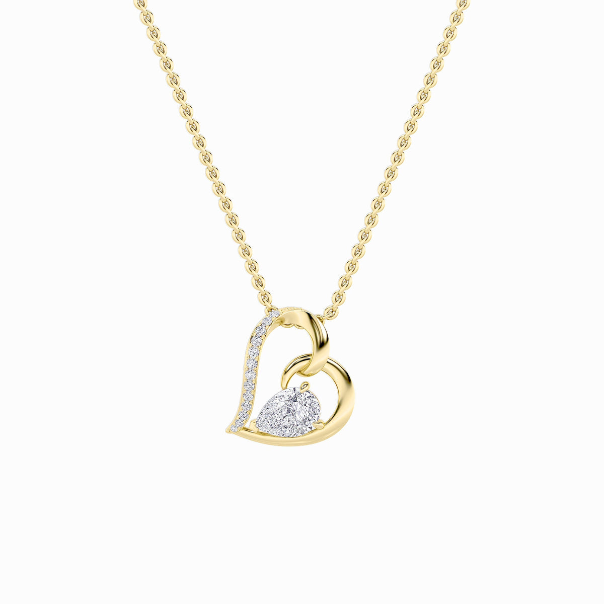 2CTW Pear Lab-Grown Diamond Prong Heart Pendant 14 Stones
