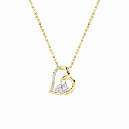 2CTW Pear Lab-Grown Diamond Prong Heart Pendant 14 Stones