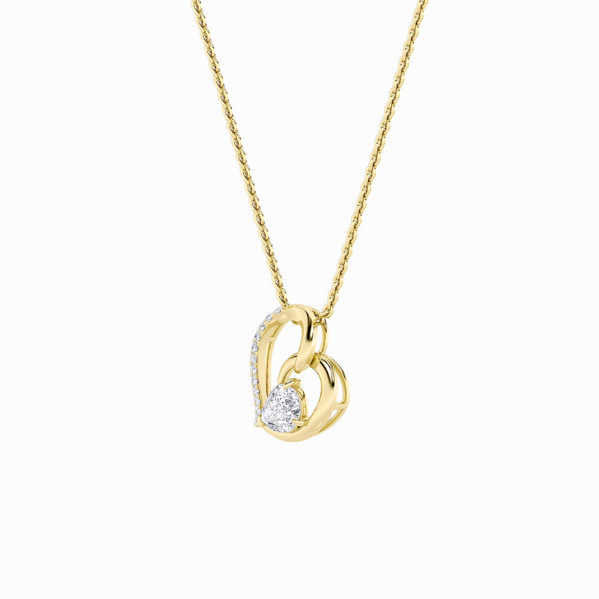 2CTW Pear Lab-Grown Diamond Prong Heart Pendant 14 Stones