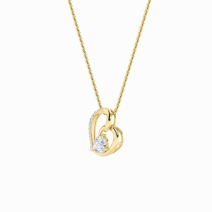 2CTW Pear Lab-Grown Diamond Prong Heart Pendant 14 Stones