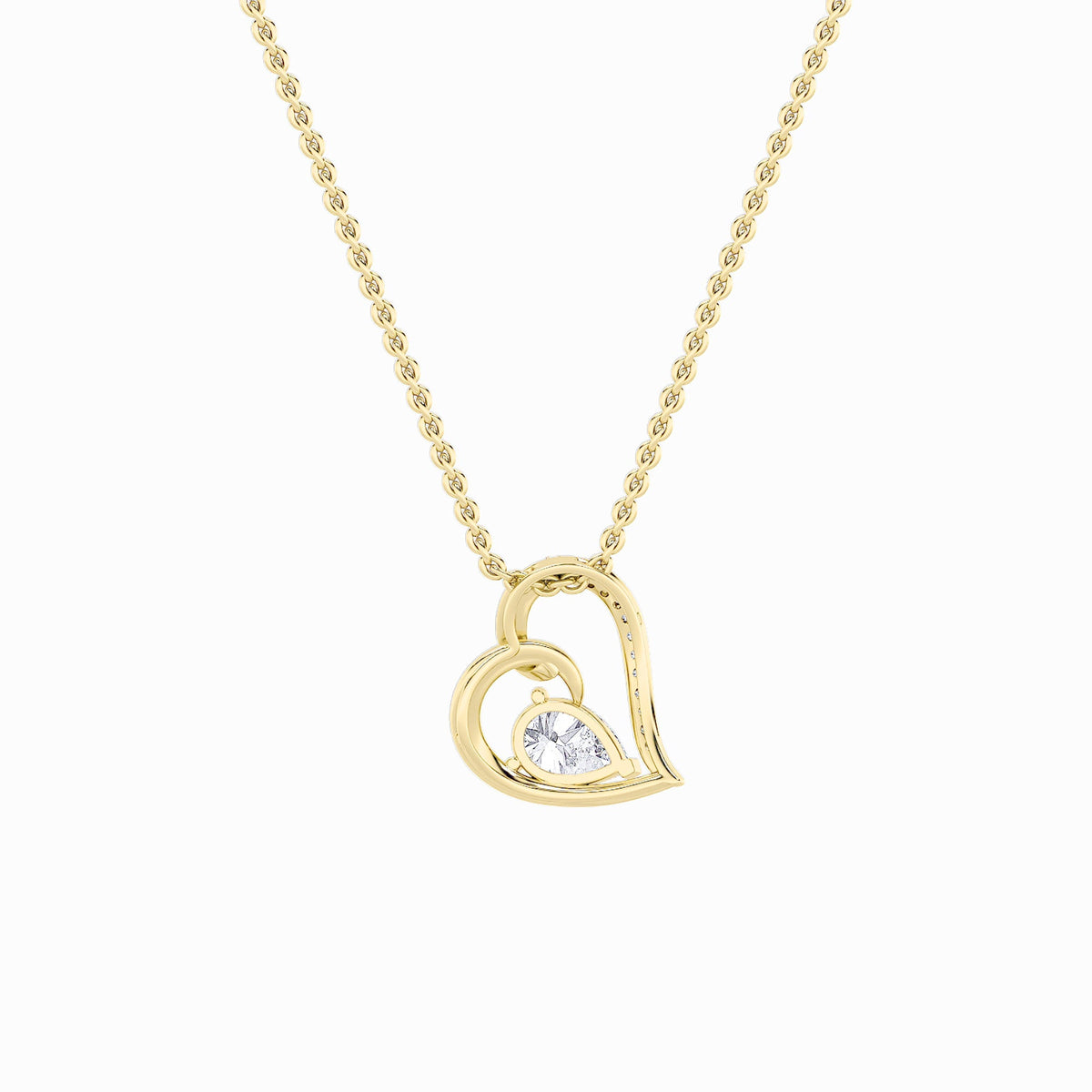 2CTW Pear Lab-Grown Diamond Prong Heart Pendant 14 Stones