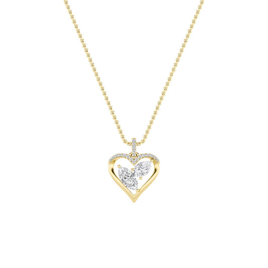 2.5CTW Marquise Lab-Grown Diamond Prong Heart Pendant 19 Stones