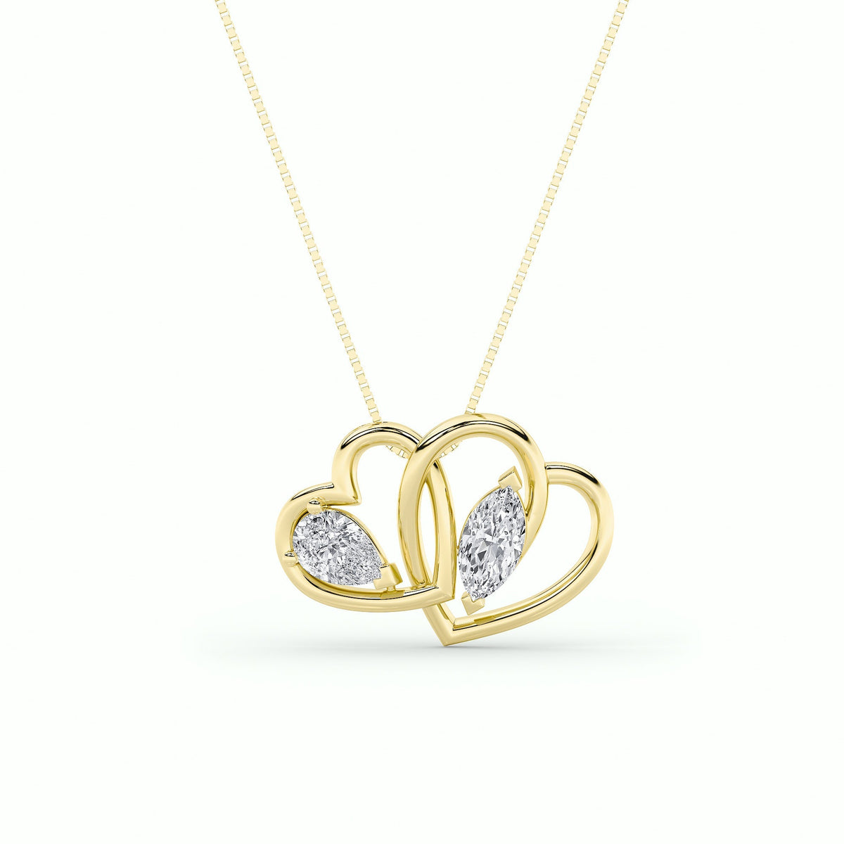 2CTW Marquise Lab-Grown Diamond Prong Heart Pendant 2 Stones