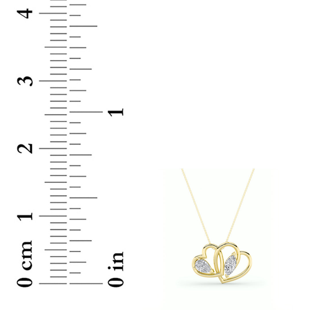 2CTW Marquise Lab-Grown Diamond Prong Heart Pendant 2 Stones