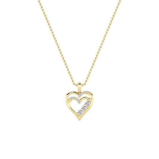 1CTW Round Lab-Grown Diamond Prong Heart Pendant 17 Stones